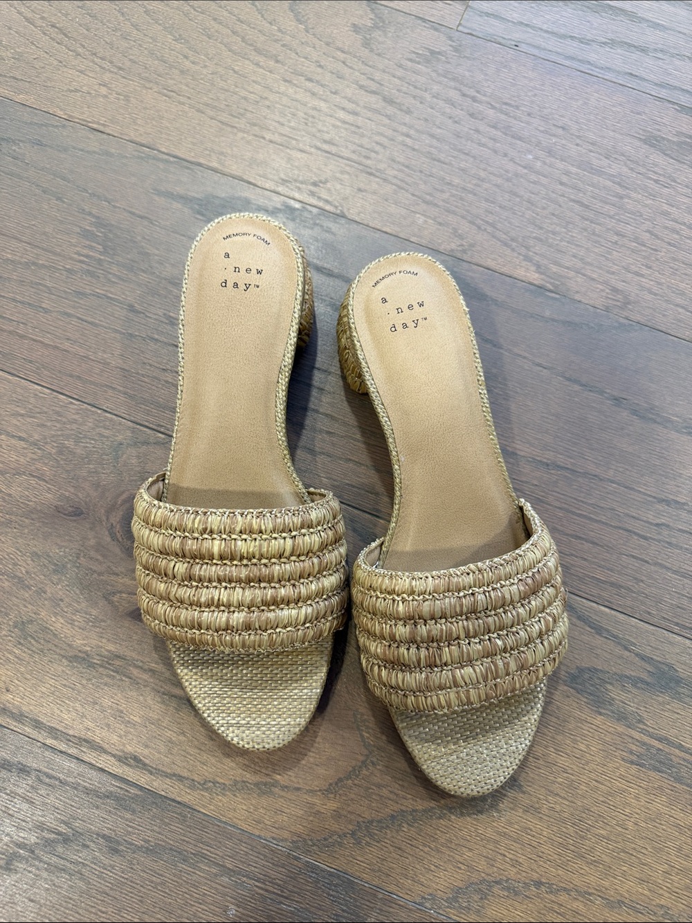 a new day Braided Tan Slide Mules